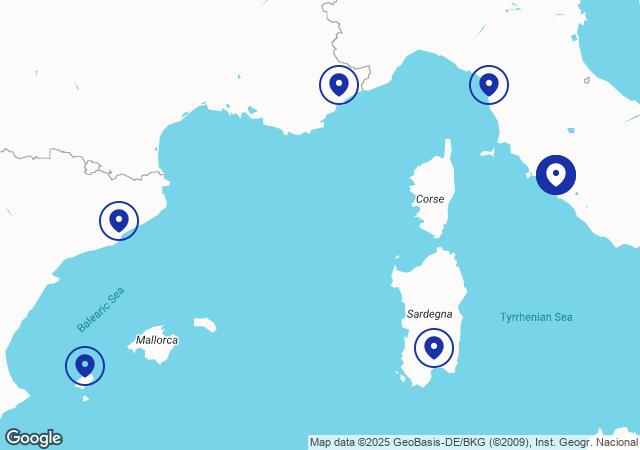 Itinerary map of Mediterranean
                                in partenza da
                                Civitavecchia