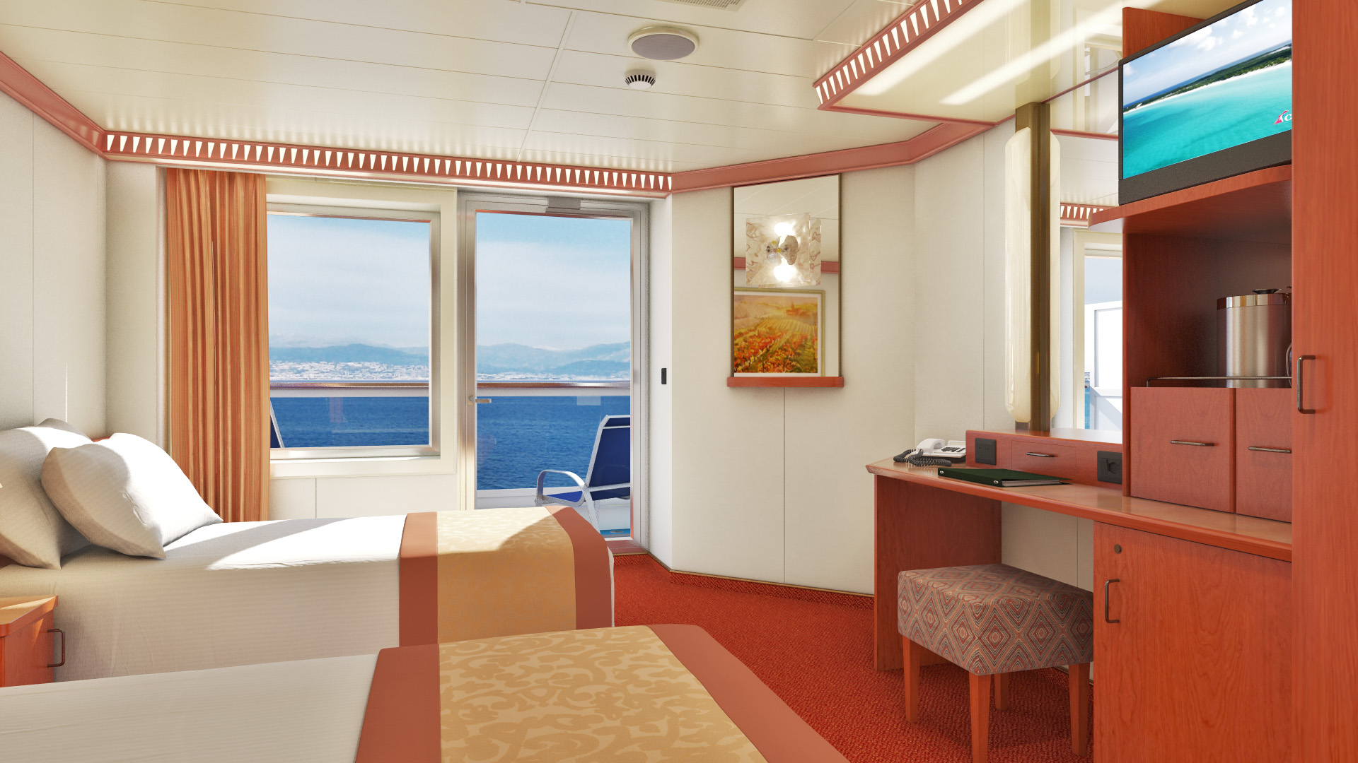 Large Balcony Stateroom with aft view